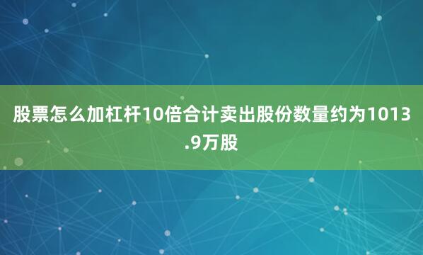 股票怎么加杠杆10倍合计卖出股份数量约为1013.9万股